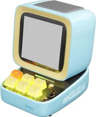Divoom Ditoo Pro 可愛いスピーカー 15W 強化された低音 青軸キーボード RGBライト 音質高 Bluetooth/USB接続 PC用 microSDカード可 ピクセルアート 専用アプリ 12時間持ち 光沢塗装 多機能 (ブルー)
