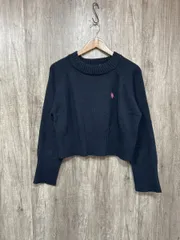 U.S.POLO ASSN. ユーエスポロアッスン 刺 ロゴ クールネック ニット セーター sizeM/紺 ◆■ レディース