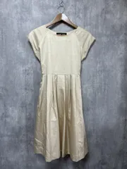 green label relaxing グリーンレーベルリラクシング ユナイテッドアローズ 光沢 半袖 プリーツ Aライン ワンピース size36/ライトベージュ ■◆ レディースのサムネイル