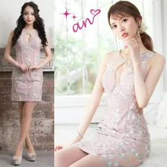 【an / アン】フラワー刺繍 チャーム バストカット ミニドレス AOC-3266