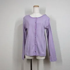 未使用タグ付 ナノユニバース ランダムリブ ボーダー カーディガン F パープル 紫 カットソー 羽織 Y2K アーカイブ nano universe