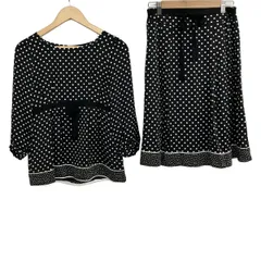 COURREGES(クレージュ) スカートセットアップ レディース美品  黒×白 ドット柄