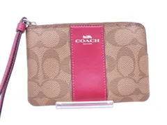 COACH コーチ シグネチャー リストレット ポーチ 茶ｘ赤 ■■ レディース