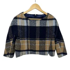 グレースコンチネンタル 七分袖カットソー サイズ36 S レディース美品  - ネイビー×ライトブルー×ベージュ クルーネック/チェック柄