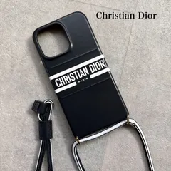 美品 ChristianDior クリスチャンディオール iPhone13pro スマホケース ショルダーストラップ ブラック 黒 レザー　a16