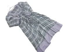 A.T アツロウ タヤマ チェック フリル ボリュームスリーブ シャツ ワンピース size38/緑 ■◇ レディース