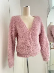 ピンク ファー カーディガン