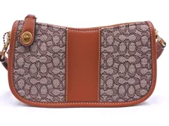 COACH コーチ CM509 スウィンガー20 シグネチャー ジャカード ハンド バッグ 茶 ■■◎レディース