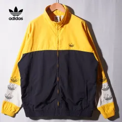 アディダスオリジナルス adidas ORIGINALS ナイロンジャケット XL  イエロー ブラック ロゴ刺繍 BLOCKED WARM UP JACKET ストリート オーバーサイズ ビッグシルエット スポーツミックス 古着 E265