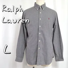 【極美品】Ralph Laurenラルフローレン 00S 胸ポニー刺繡 スリムフィット コットン製 チェック柄 BDシャツ L 紺ネイビー 【古着】【中古】【送料無料】