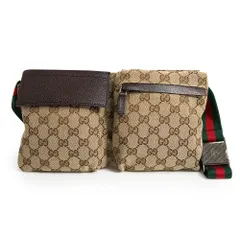 グッチ 28566 GGキャンバス ベージュ ダークブラウン ウエスト ボディバッグ 斜め掛け シルバー金具 GUCCI（未使用　展示品）