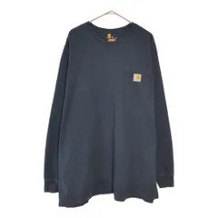 Carhartt カーハート ワンポイントロゴ 長袖Ｔシャツ ネイビー(メンズ XL)中古 古着 X6701