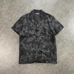 日本製 glamb MONOTONE グラム モノトーン 半袖 リネンシャツ オープンカラー 開襟 麻 100% ボタニカル 花柄 総柄 ブラック 黒 メンズのサムネイル