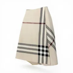 Ic30  BURBERRY LONDON バーバリー ラップスカート 巻きスカート ミモレ丈 チェック柄 サイズ38 ライトベージュ コットン100％ レディース 女性服u02tのサムネイル