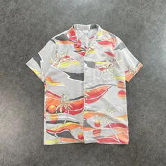 USA製 70s 80s Vintage Shore Things ハワイアンシャツ アロハシャツ オープンカラー 開襟 夕日 ヤシの木 総柄 ヴィンテージ ビンテージ