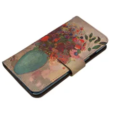 オディロン・ルドン BASIO active3 KYG04 ケース 手帳型 スマホケース [デザイン:7.トルコ石色の花瓶の花/マグネットハンドあり] 絵画 名画