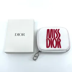 DIOR ディオール ノベルティポーチ ミニ 香水 フレグランス ホワイト×ピンクレッド系 ロゴ 刺繍 ミス ディオール ブルーミング ブーケ / ミス ディオール オードゥ パルファン / ミス ディオール パルファン 【管理No.K 12703】