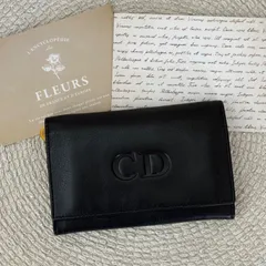 【美品】クリスチャンディオール CDロゴ レザー 二つ折り 財布 ウォレット 小銭入れ カード入れ ブラック系 Christian Dior Vintage CD Logo Wallet Black 22423