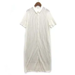 ユニクロ UNIQLO レース ニット ワンピース 半袖 ロング丈 インナー付き オフホワイト M 469346