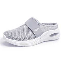 [レリカ] カジュアル 軽量 かかとなし スニーカー スリッポン ローファー キャンパス 履きやすい 通気性 シューズ レディース ナース ウォーキング 通気 性 学生 靴 可愛い お洒落 メッシュ サンダル 滑り止め 黒 白  [グレー] [23.5 cm]