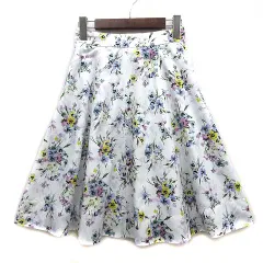 アプワイザーリッシェ Apuweiser-riche スプリング ブーケ リバーシブル フレア スカート 膝丈 ベルト付き オフホワイト ブルーグレー 0 28135250