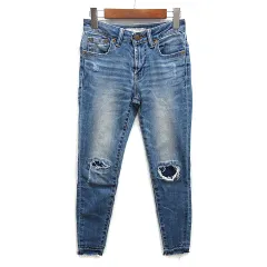 アズールバイマウジー AZUL by moussy リペア スキニー デニムパンツ ジーンズ ライトブルー XS 250CAA12-227A