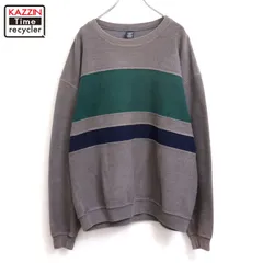 90s vintage LANDS' END ボーダー柄 鹿の子 長袖Ｔシャツ メンズ 表記Lサイズ