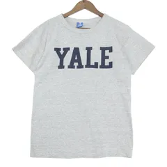 90年代 USA製 Champion チャンピオン YALE イェール大学 カレッジＴシャツ 染み込み グレー (メンズ MEDIUM) 中古 古着 A4399