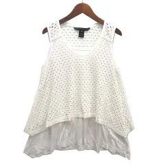 マークバイマークジェイコブス MARC by MARC JACOBS メッシュ レイヤード Aライン カットソー タンクトップ ノースリーブ アイボリー XS