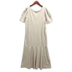 プロポーション ボディドレッシング PROPORTION BODY DRESSING カット マーメイド ワンピース ロング丈 半袖 パール付き ベージュ M 121-2240704