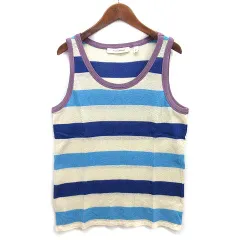 マークジェイコブス MARC JACOBS メッシュ ボーダー タンクトップ ブルー ナチュラル パープル S イタリア製