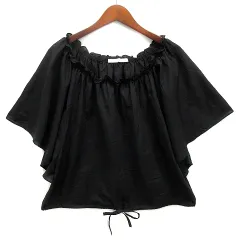 イエナ IENA フリル ギャザーネック フレアスリーブ ブラウス プルオーバー 半袖 ブラック 黒 日本製