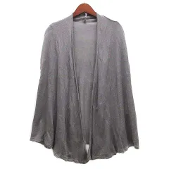 マオメイド mao made リネン サマーニット ノースリーブ トッパー カーディガン 羽織 グレー M