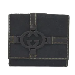 GUCCI Wホック財布 GGキャンバス ブラック 181696