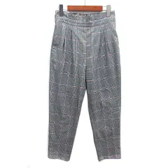 ビス ViS グレンチェック タック テーパード パンツ ウエストゴム グレー L BVS3737