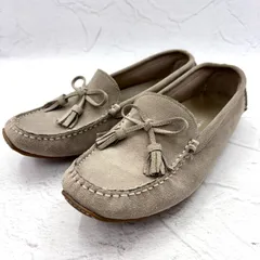 【人気】銀座かねまつ/GINZA KANEMATSU タッセルローファー 23 本革/スエード ベージュ レディース 靴