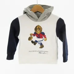 ポロ ラルフローレン POLO RALPH LAUREN 3/3Ｔ 100 キッズ 子供服 パーカー スウェット プルオーバー ベアー 熊 プリント ホワイト 白 紺 ネイビー グレー