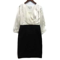 エスプリミュール ESPRITMUR ブラウジング スーツ ワンピース サテン 切替 七分袖 ホワイト ブラック 白 黒 7