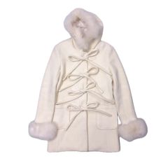 日本 ヴィンテージ ラテギャル ファー リボン ロング コート LIZ LISA トラルララ