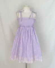 イングリ ラベンダー 刺繍 ノースリーブ ONE PIECE 日本 ヴィンテージ 森ガール リズリサ トラララ