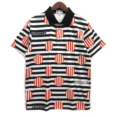 ジャックバニー Jack Bunny メッシュ ダブルフェイス ポロシャツ ドット ボーダー ロゴ 半袖 4 オレンジ 2023SS 美品