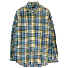 RALPH LAUREN ラルフローレン ボタンダウン 長袖シャツ チェック ブルー(メンズ M)中古 古着 X6773