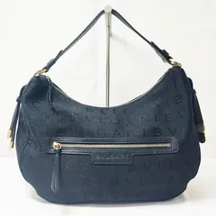 ◆中古状態良好◆BVLGARI【ブルガリ】 ロゴマニア ワンショルダーバッグ キャンバス ブラック レディース　M812