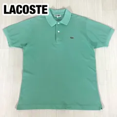 【L1212】 LACOSTE ラコステ 半袖ポロシャツ サイズ4 ライトグリーン ワニ 鹿の子 着丈68cm 肩幅43cm 身幅(脇下)50cm 袖丈21cm M〜L相当【古着】