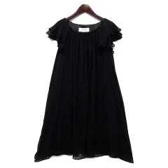 シップス リトルブラック ships little black シルク シフォン フリル ドレス ミニ ワンピース ブラック 黒 S