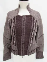 trunk hiroko koshino ニットジャケット ニットカーディガン ジップアップ ワインカラー サイズ40