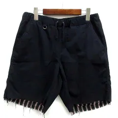 ユニフォームエクスペリメント uniform experiment カットヘム ストライプ レイヤード ショーツ ショートパンツ ワンサイドロゴ ネイビー 紺 1のサムネイル