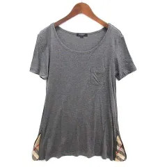 バーバリー ロンドン BURBERRY LONDON ノバチェック サイドジップ Aライン カットソー Tシャツ 半袖 リヨセル コットン グレー 1