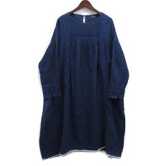45R 藍染度甘平タックワンピース インディゴ フリーサイズ 定価約6万以上 45R 藍染度甘平タックワンピース インディゴ フリーサイズ 定価約6万