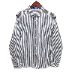 ブルーレーベルクレストブリッジ BLUE LABEL CRESTBRIDGE コットン リネン ストライプ シャツ ブラウス 長袖 ネイビー 紺 36のサムネイル